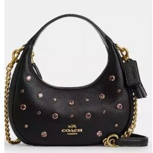Hard to find! Coach Carmen Mini Black Leather Bag with Pink Crystals